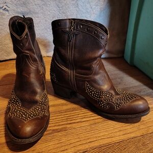 Studded Brown Heeled Boots